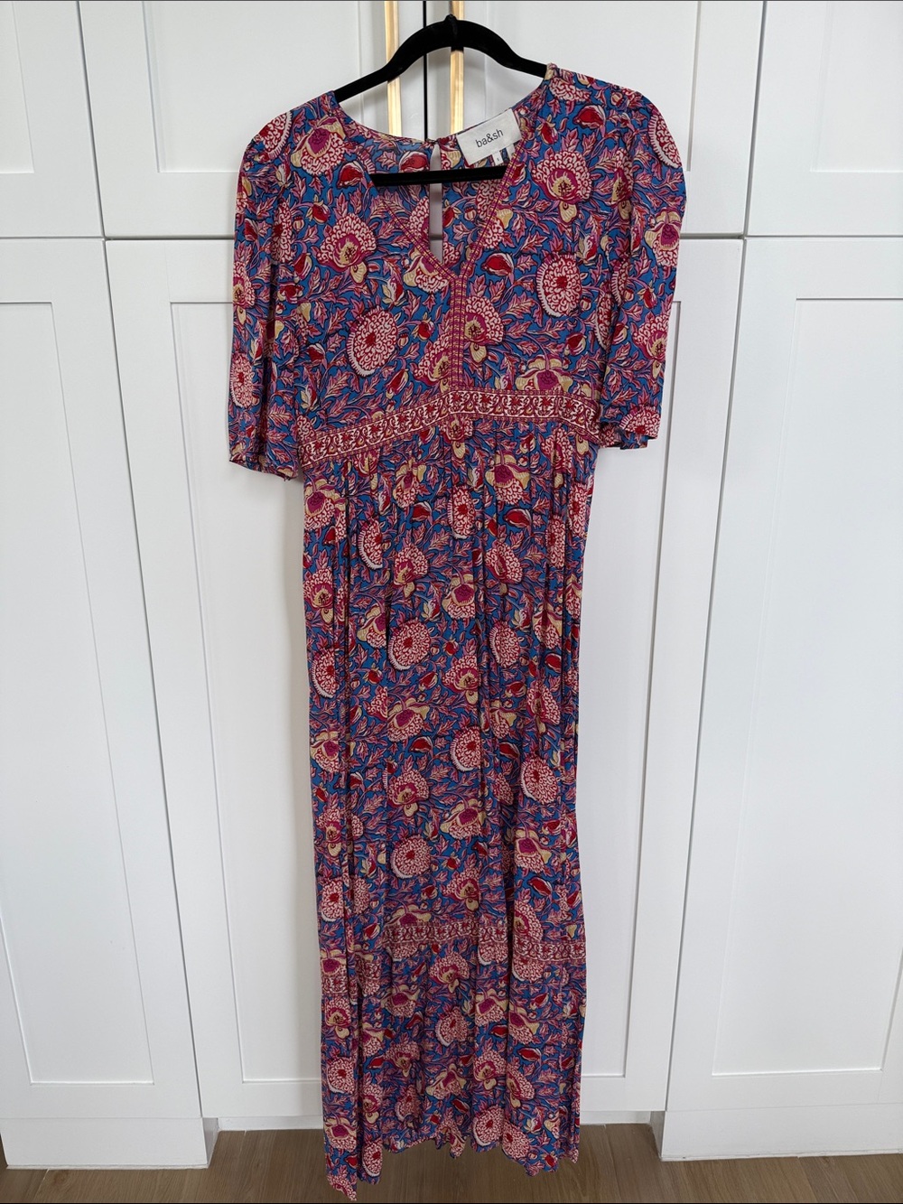 Ba&sh Floral-Print Maxi Dress in Blue, Red and Pink